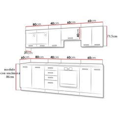 cocina BLANCO MATE 240cm