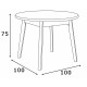 mesa de comedor con diámetro 100 cm de extensión