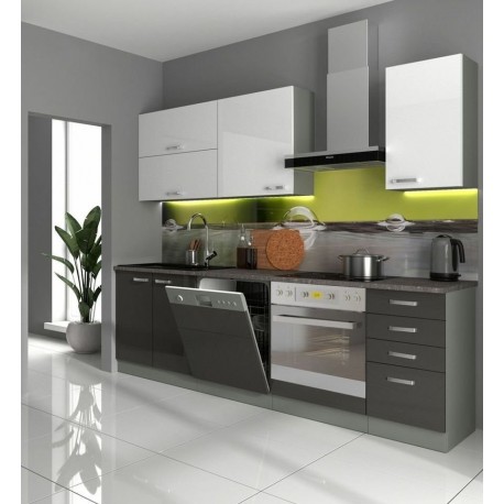 Cocina gris y blanco brillante Cocina gris y blanco brillante