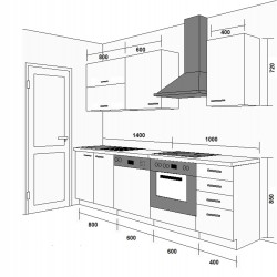 Cocina gris y blanco brillante