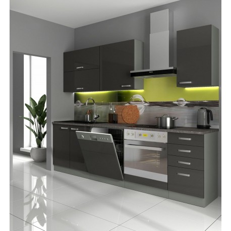 Cocina gris y blanco brillante Cocina gris y blanco brillante