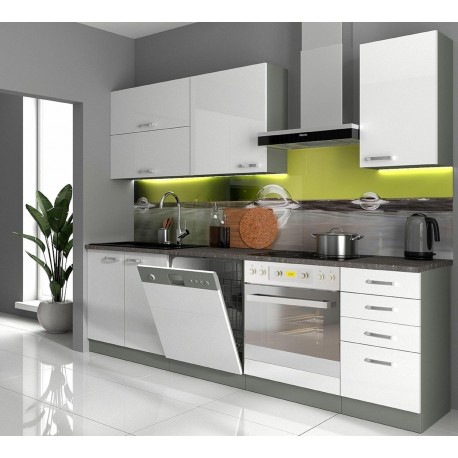 Cocina gris y blanco brillante Cocina gris y blanco brillante
