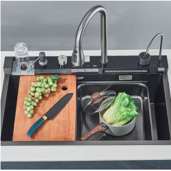 FREGADERO CON GRIFO color titanio 75x45 cm