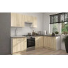 cocina L270 x L148 cm colr roble con encimera