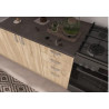 cocina L270 x L148 cm colr roble con encimera
