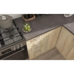 cocina L270 x L148 cm colr roble con encimera