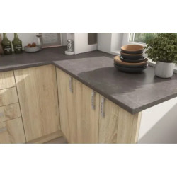 cocina L270 x L148 cm colr roble con encimera