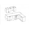 cocina L270 x L148 cm colr roble con encimera