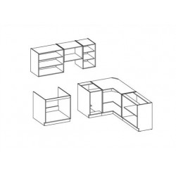 cocina L270 x L148 cm colr roble con encimera