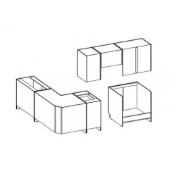 cocina L270 x L148 cm colr roble con encimera