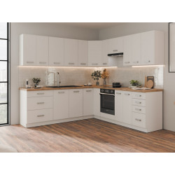 Cocina 14 módulos  230 x 250 cm blanca mat sin encimera