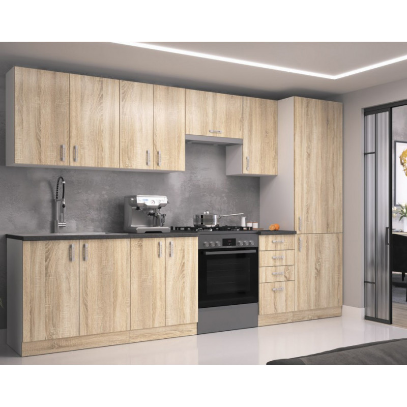 Cocina roble 8 módulos 300 cm sin encimera Cocina roble 8 módulos 300 cm sin encimera