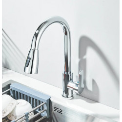 Grifo de cocina monomando caño alto extraíble