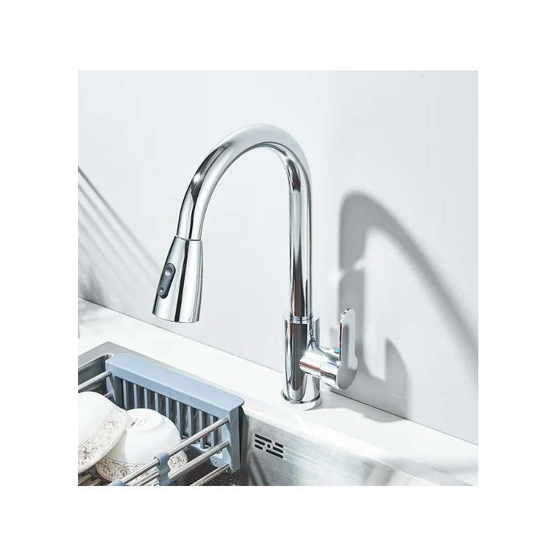 Grifo de cocina monomando caño alto extraíble