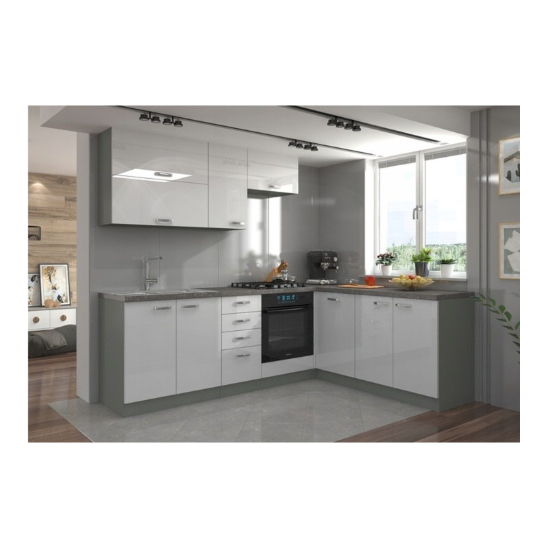 cocina 240x185 cm blanco brillante sin encimera