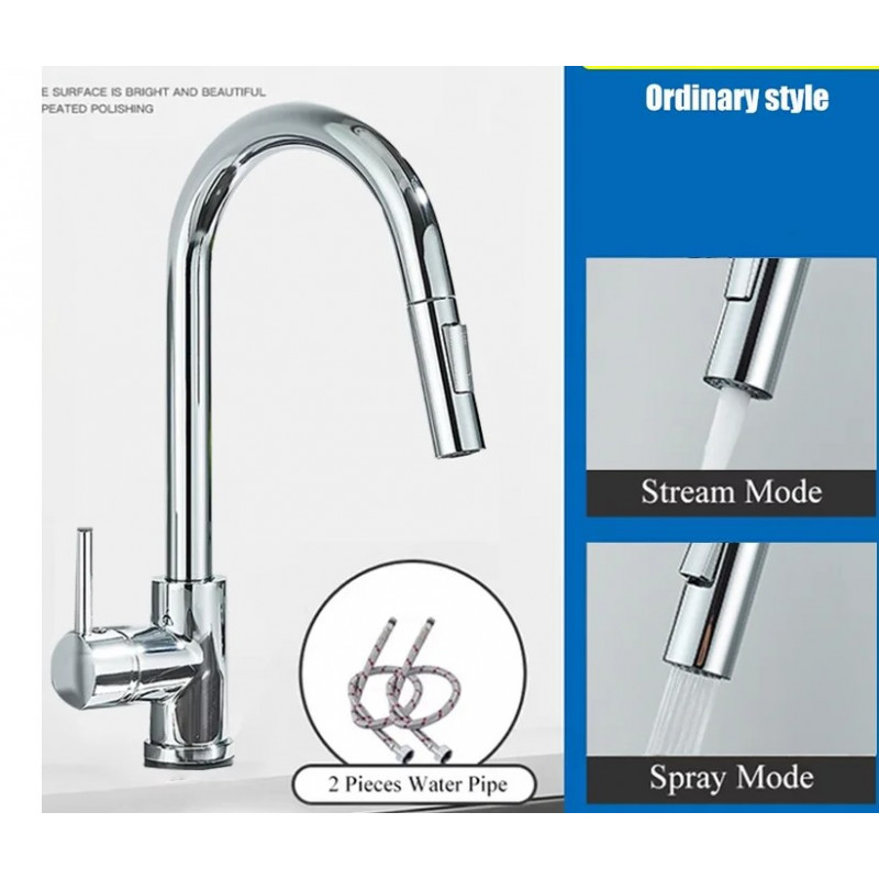 Grifo de cocina monomando caño alto extraíble