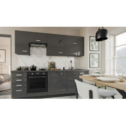 Cocina   gris oscuro 240 cm 8 modulos sin encimera