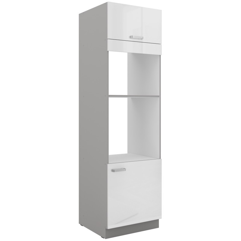 columna blanco mate de horno y microonda blanco brillante