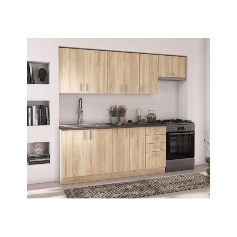cocina roble ancho 240 cm sin encimera