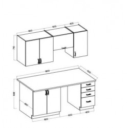 cocina Roble  5 modulos 180 cm sin encimera